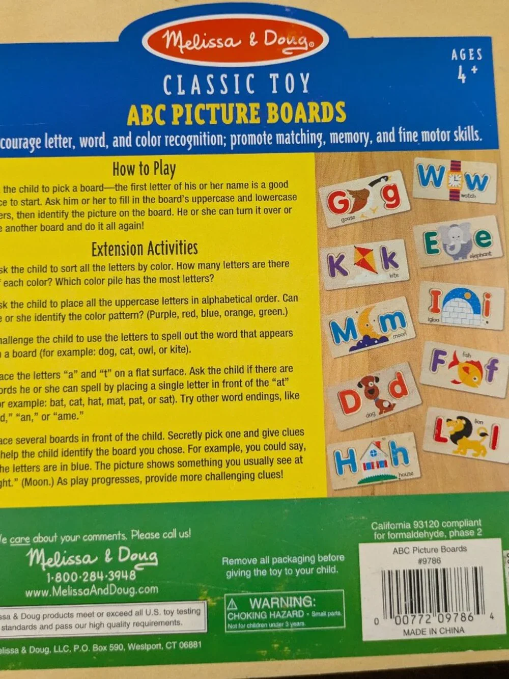 Melissa & Doug Wooden ABC Picture Boards & Wooden Tray
